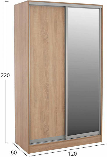 ADLER Δίφυλλη Ντουλάπα Συρόμενη με Καθρέπτη 120x60x220cm ADLER Δίφυλλη Ντουλάπα Συρόμενη με Καθρέπτη 120x60x220cm