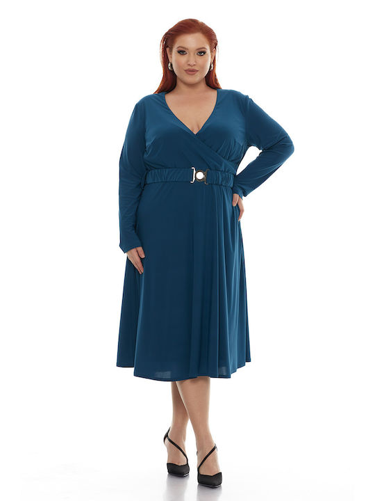 RichgirlBoudoir Midi Abendkleid Wickel Blau