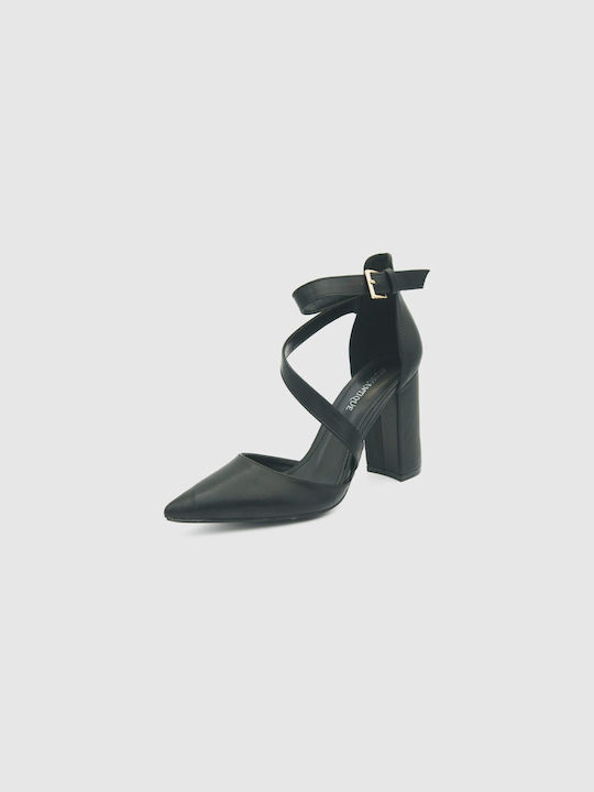 Joya Black Heels with Strap