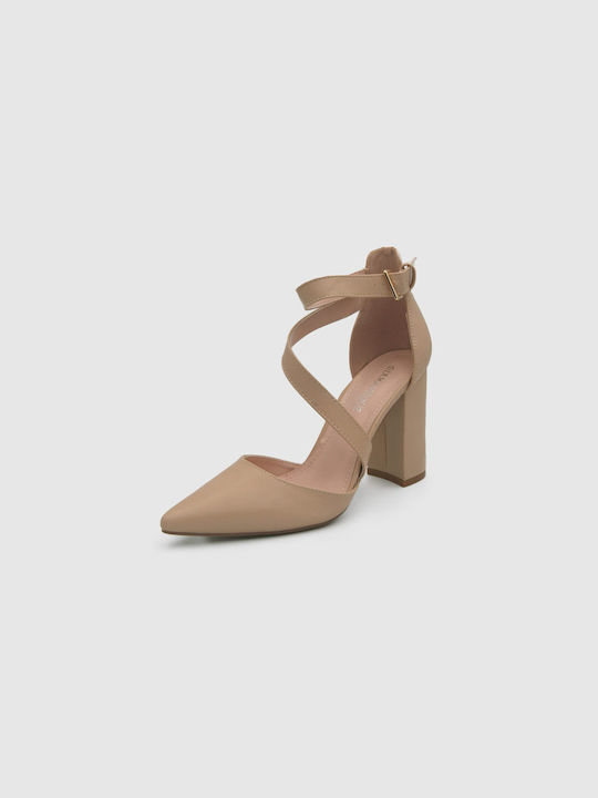 Joya Beige Heels with Strap