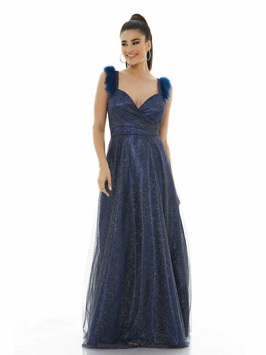 RichgirlBoudoir Maxi Kleid für Hochzeit / Taufe Satin Marineblau