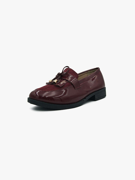 Joya Patent Leather Women's Loafers in Burgundy Color