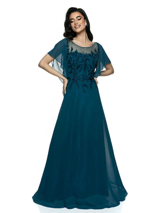 RichgirlBoudoir Maxi Dress with Ruffle Blue