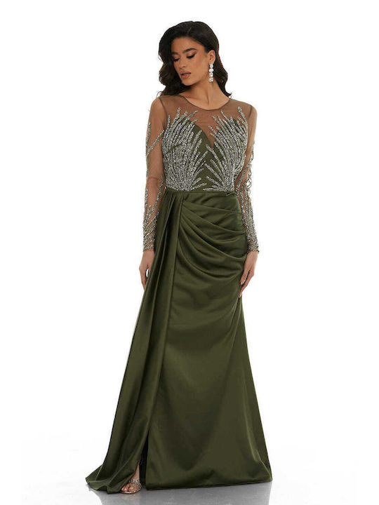 RichgirlBoudoir Maxi Dress for Wedding / Baptism Satin Khaki