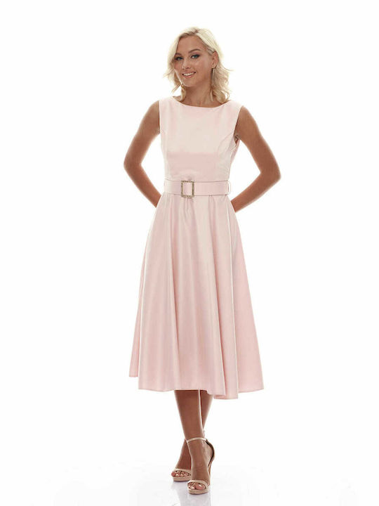 RichgirlBoudoir Midi Dress for Wedding / Baptism Satin Pink