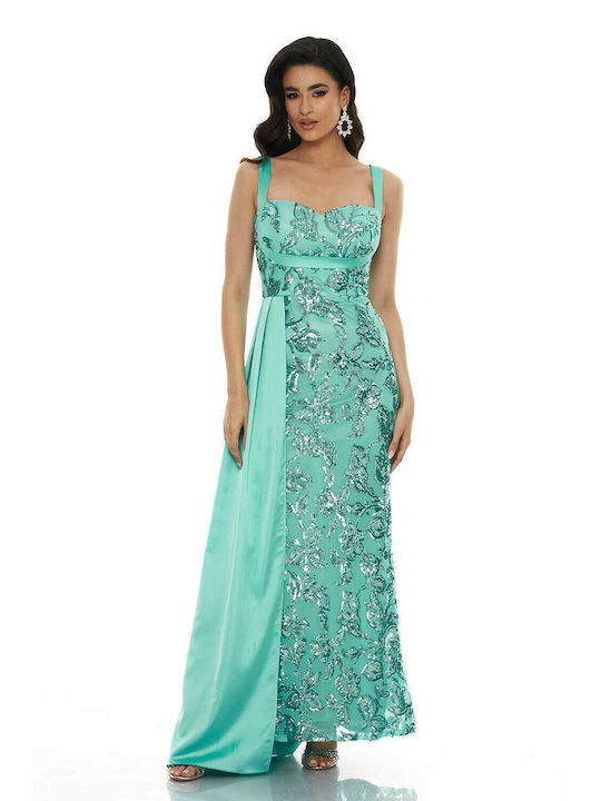 RichgirlBoudoir Summer Maxi Dress for Wedding / Baptism Satin Turquoise