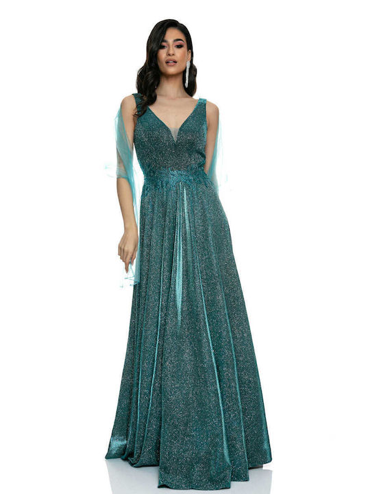 RichgirlBoudoir Καλοκαιρινό Maxi Βραδινό Φόρεμα με Δαντέλα Πράσινο