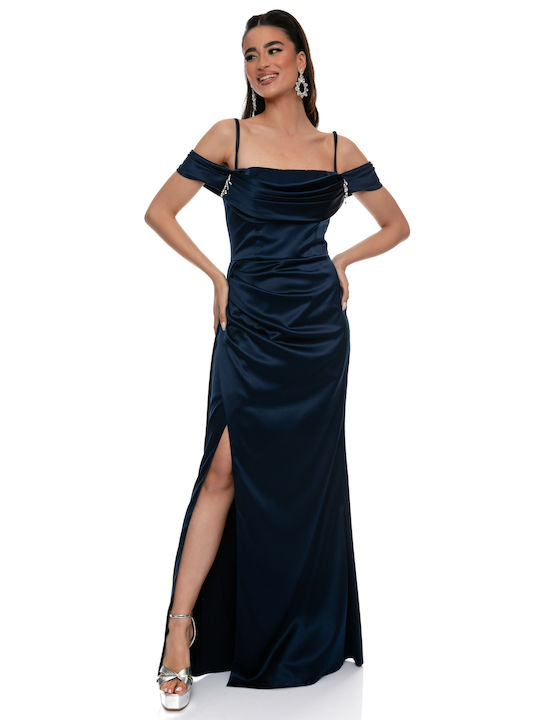 RichgirlBoudoir Summer Maxi Dress Satin Blue