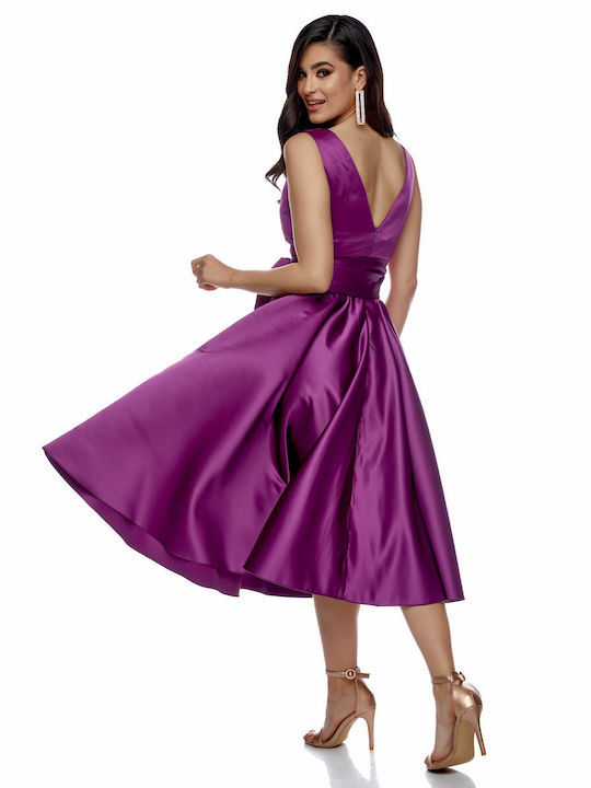 RichgirlBoudoir Midi Dress for Wedding / Baptism Satin Purple