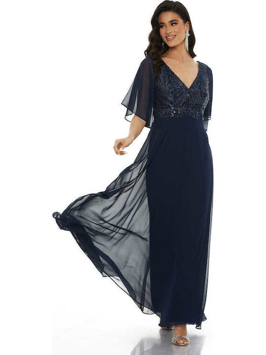Summer Maxi Dress for Wedding / Baptism Navy Blue