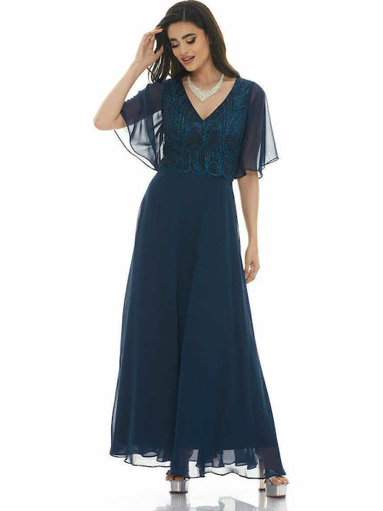 Summer Maxi Dress for Wedding / Baptism Navy Blue