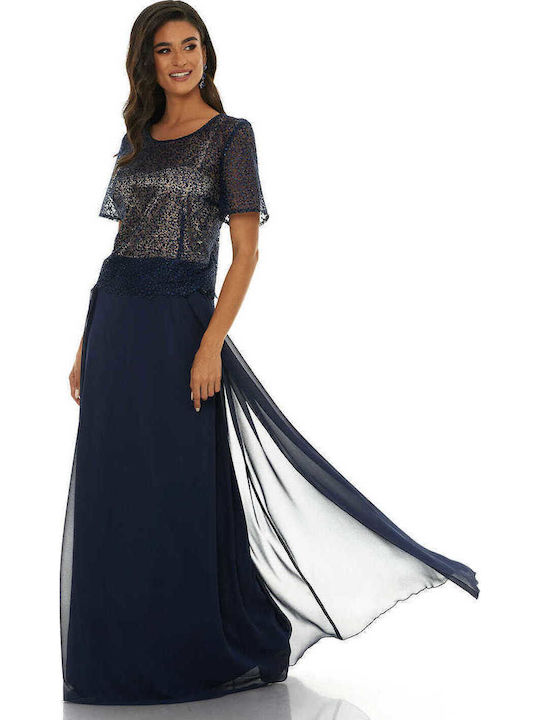 Summer Maxi Dress for Wedding - Christening Navy Blue