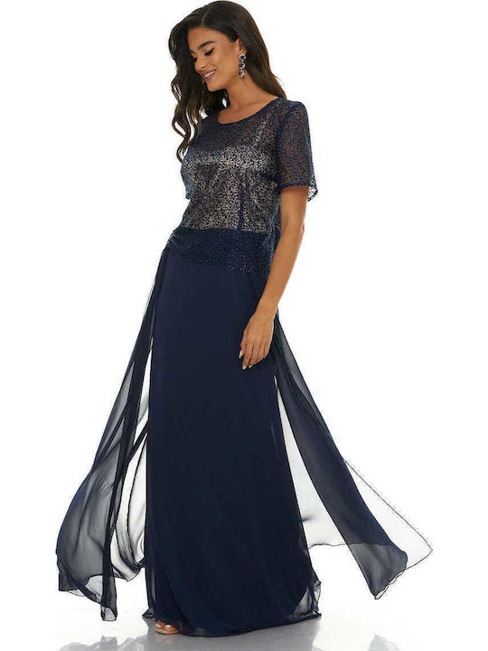 Summer Maxi Dress for Wedding - Christening Navy Blue
