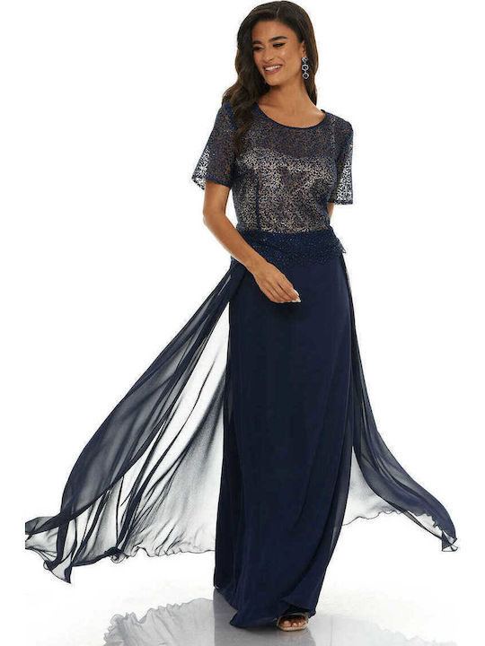 Summer Maxi Dress for Wedding - Christening Navy Blue