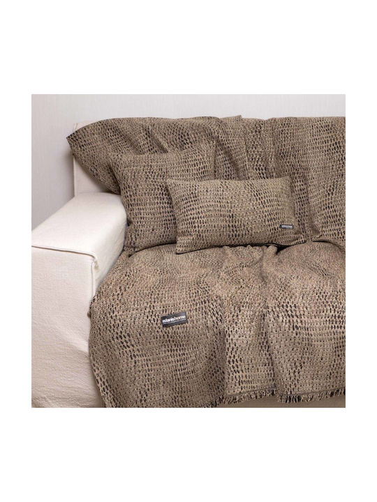 Aslanis Home Decorative Pillow Case Ismaros Trimming from 100% Cotton Beige / Black 60x60cm.