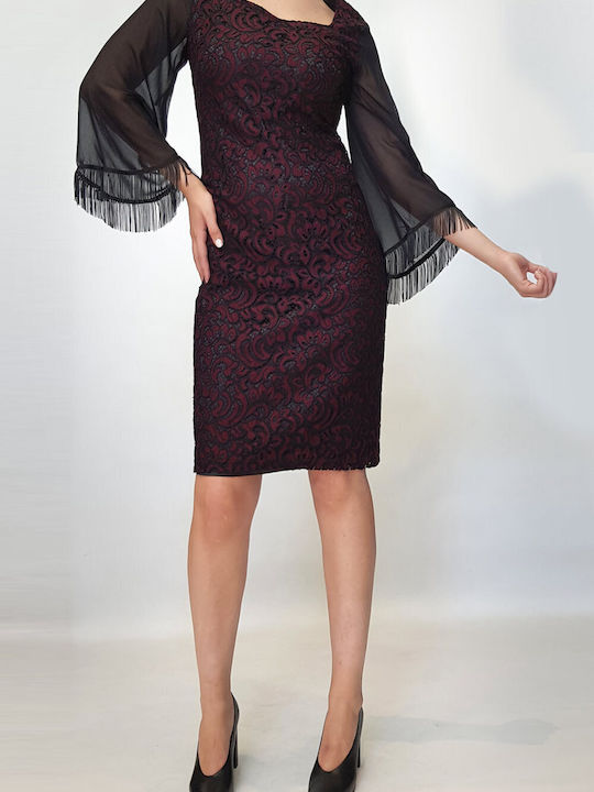 Open Midi Kleid Burgundisch