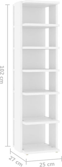 Holz Schuhschrank mit 6 Regalen White L25xW27xH102cm