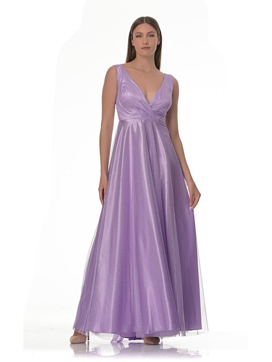 Farmaki Summer Maxi Dress for Wedding / Baptism Purple