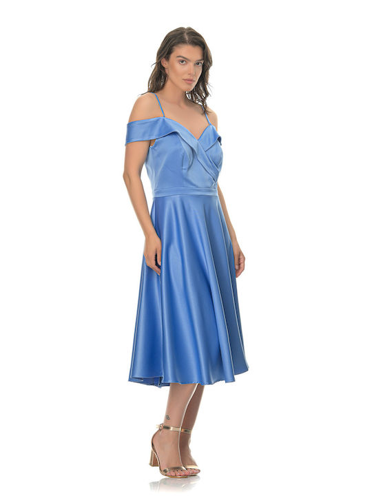 Farmaki Satin Dress Wedding - Christening Light Blue