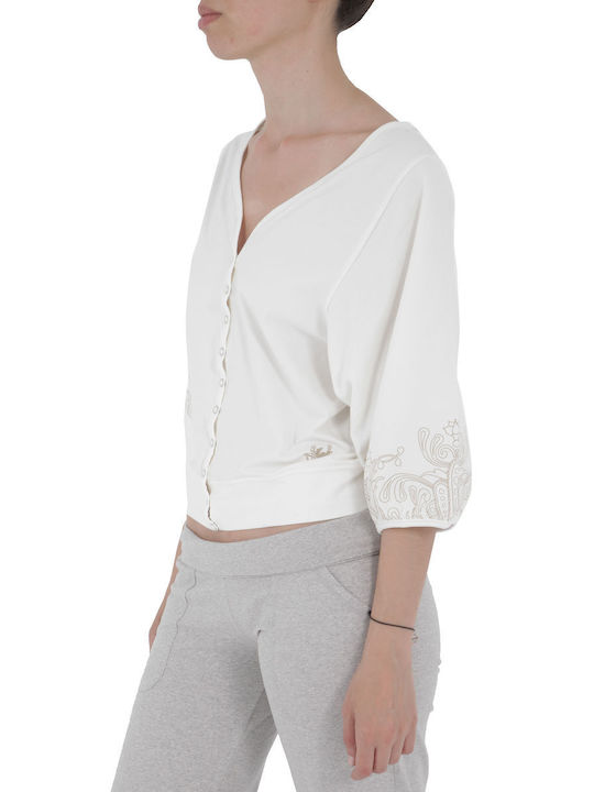 Freddy Short Women's Cardigan with Buttons White