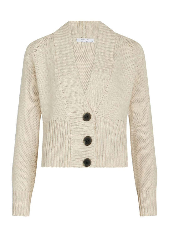 Sisters Point Women's Knitted Cardigan with Buttons Beige