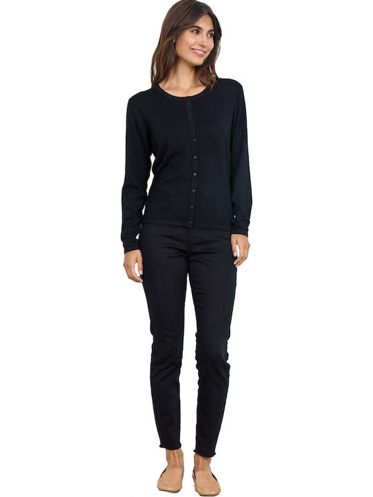 Damen Strickjacke mit Knöpfen Schwarze