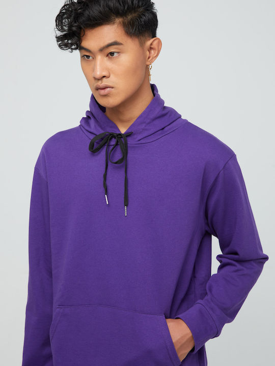 Aristoteli Bitsiani Men's Sweatshirt with Hood and Pockets Purple