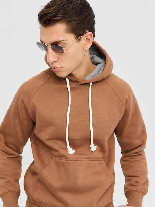 Aristoteli Bitsiani Herren Sweatshirt mit Kapuze und Taschen Braun