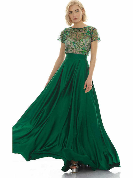 Women's Summer Crop Top Short Sleeve with Zipper Green