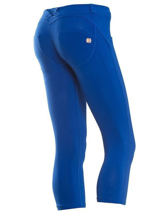 Freddy Women's Cotton Capri Trousers Push-up in Slim Fit Blue