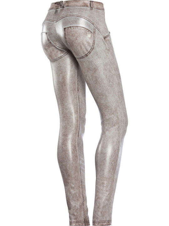 Damen Stoff Hose Push-up in Enger Passform Silber