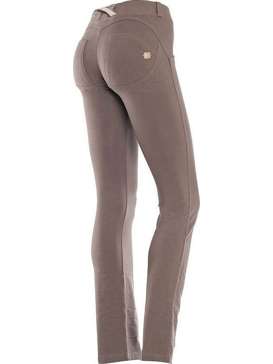 Freddy Women's Fabric Trousers Push-up Straight Brown
