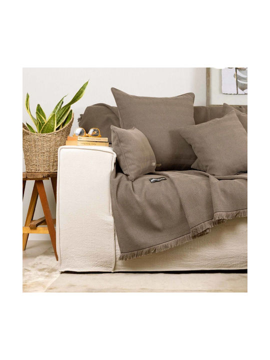 Aslanis Home Decorative Pillow Case Atheras from 100% Cotton Brown 60x60cm.