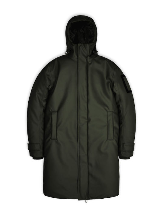 Rains GLACIAL Herren Winter Jacke Lässig Wasserdicht Grün