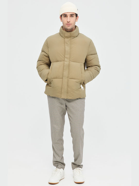 Aristoteli Bitsiani Men's Winter Puffer Jacket Khaki