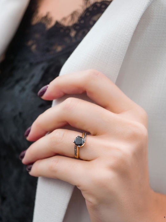 Kiriakos Gofas Single Stone from Gold 18K with Diamond