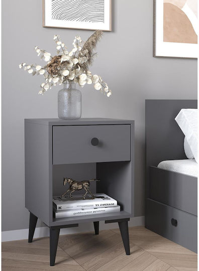 Amari Wooden Bedside Table Gray 43x43x67.5cm