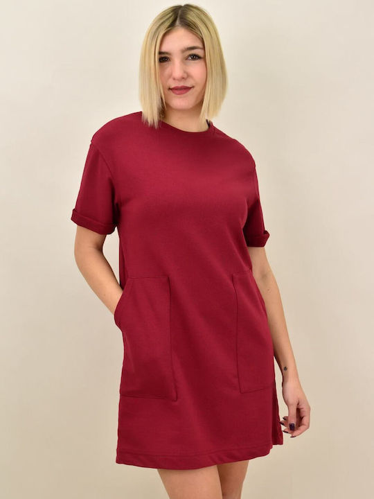 First Woman Summer Mini Dress Burgundy