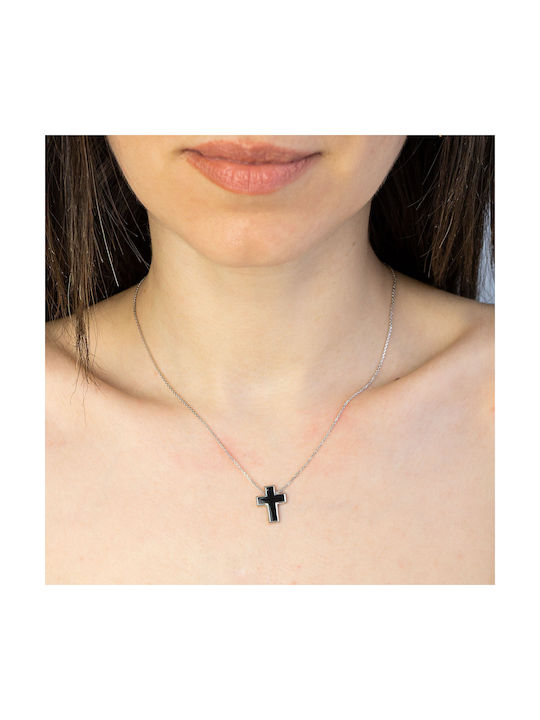 Kiriakos Gofas Black Cross from Silver with Chain