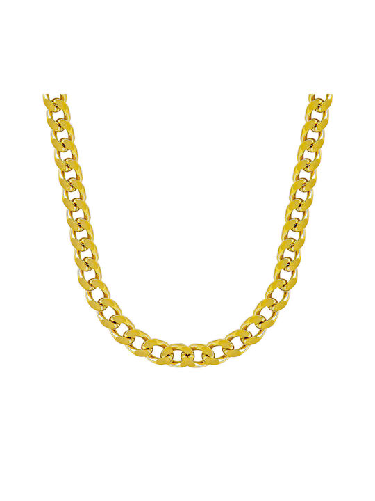 Kiriakos Gofas Chain Neck made of Steel Gold-plated Thin Thickness 5mm and Length 60cm