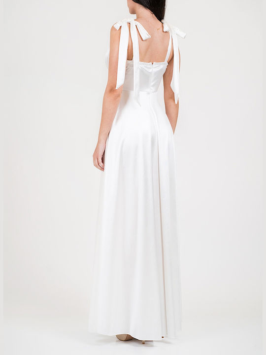 DOT Summer Maxi Dress Satin White