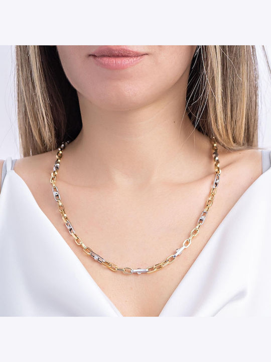 Kiriakos Gofas Two-tone Chain Neck made of Gold 14K Thin Thickness 5.6mm and Length 60cm
