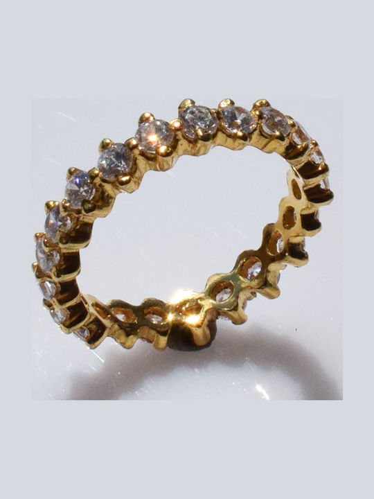 Bizoutaki Ring Small Wedding Band with Zircon made of Silver Gold Plated