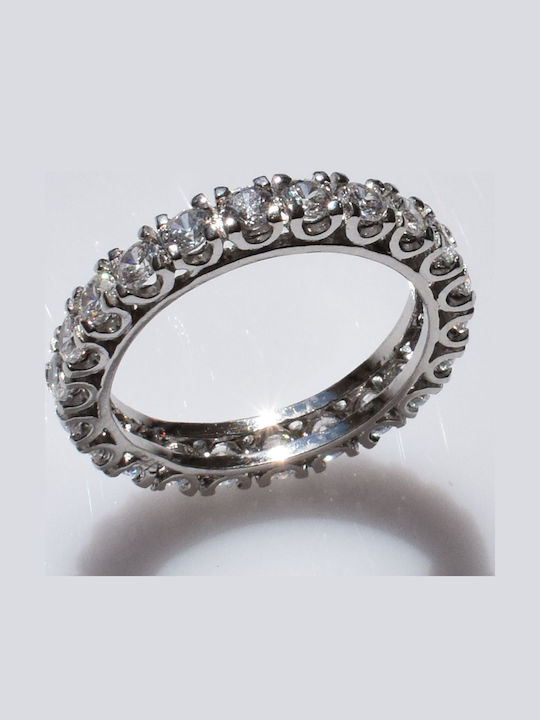 Bizoutaki Ring Small Wedding Band with Zircon made of Silver