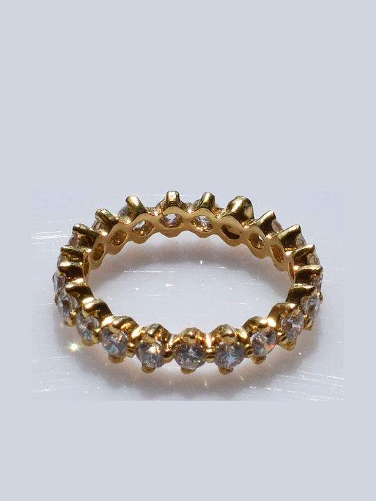 Bizoutaki Ring Small Wedding Band with Zircon made of Silver Gold Plated