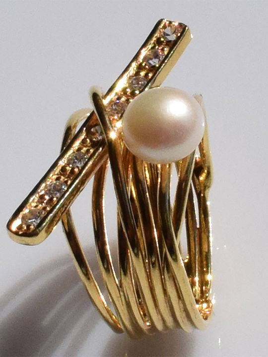 Bizoutaki Ring with Pearls & Zircon made of Silver Bizoutaki Ring with Pearls & Zircon made of Silver