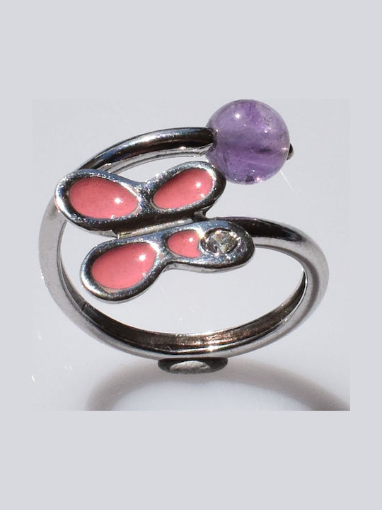 Bizoutaki Ring with Zircon & Enamel made of Silver
