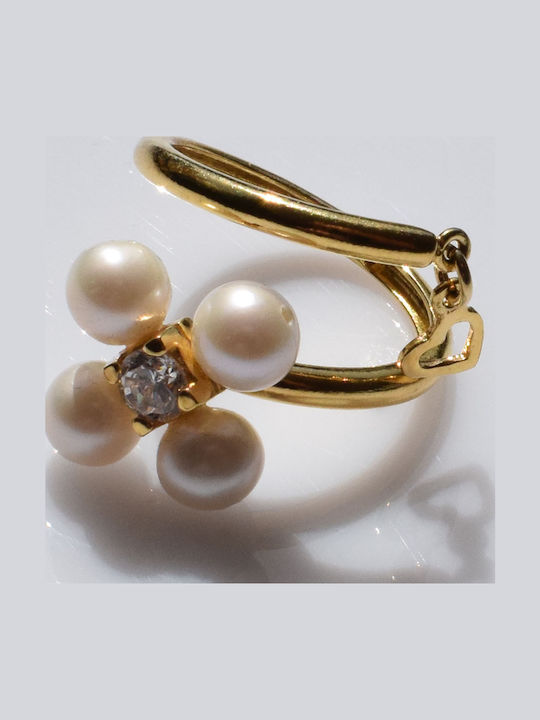 Bizoutaki Ring with Pearls & Zircon made of Silver Gold Plated