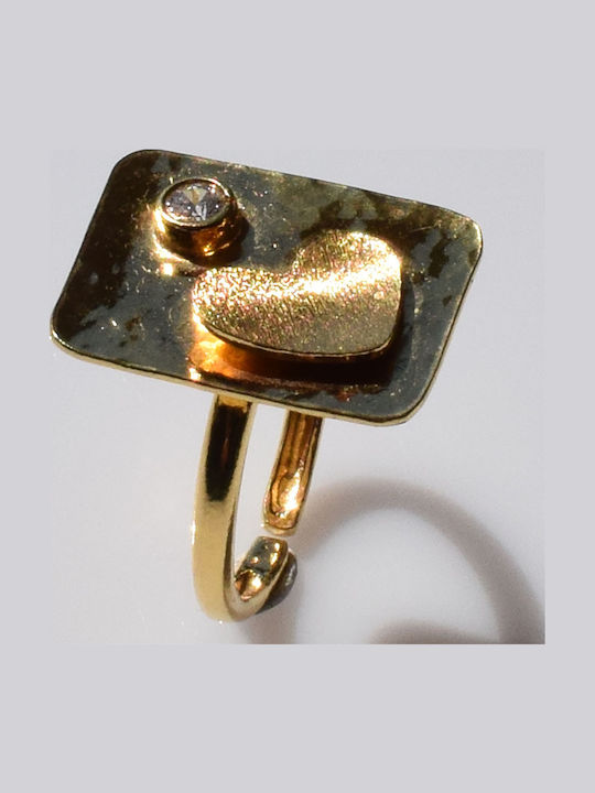 Bizoutaki Ring with Zircon made of Silver Gold Plated