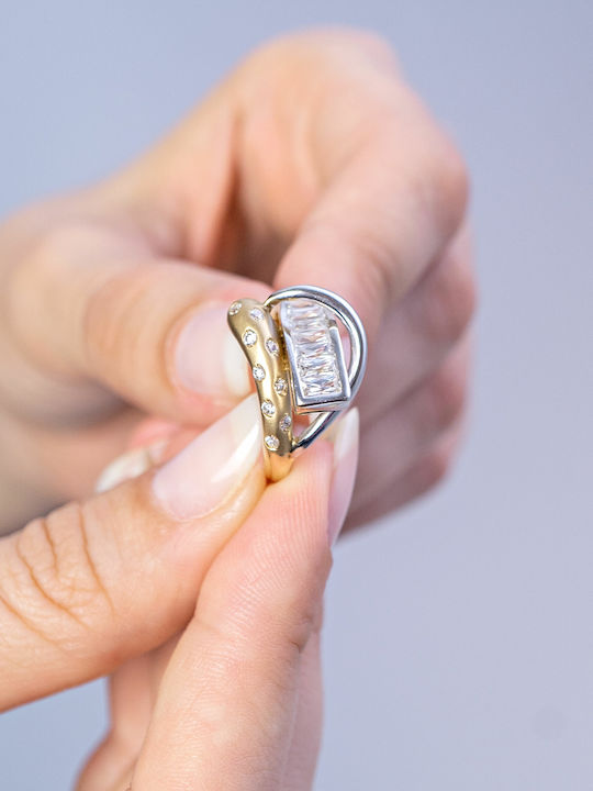 Kiriakos Gofas Ring with Stones made of Gold 14K
